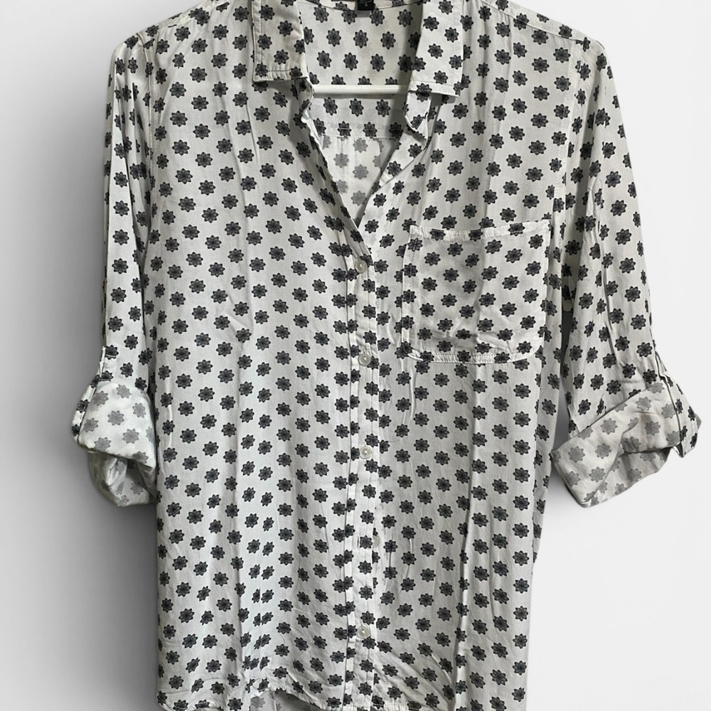 Velvet Heart White Blouse with Black Floral Print